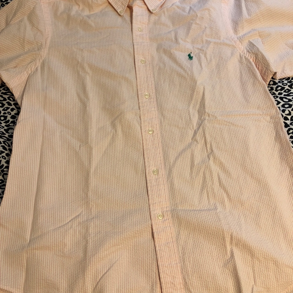 Man L Ralph Lauren Pink Casual Button Down Shirt